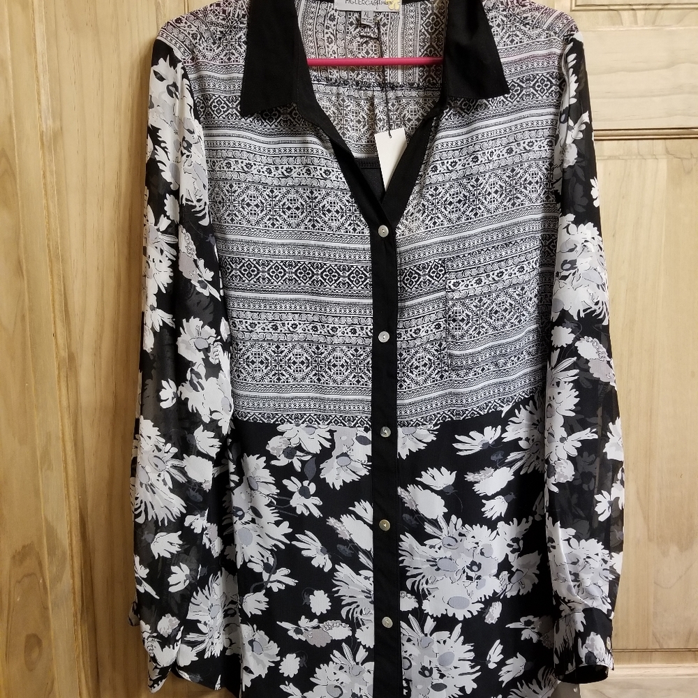 Figuerca & flower 2 pc Blk/Wht Blouse Set * NWT*